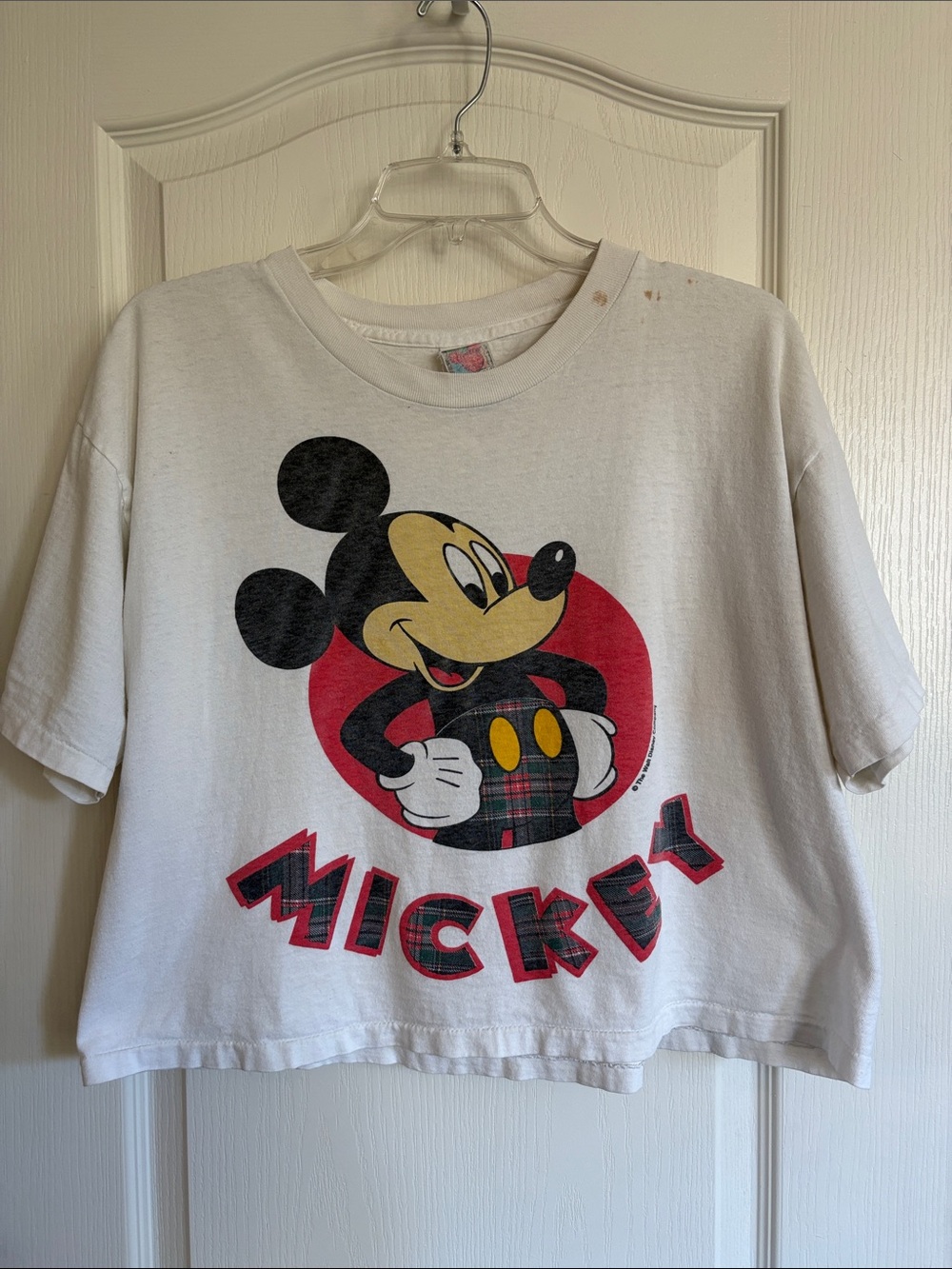True Vintage 90s Mickey Mouse cropped boxy tee - single stitch, made in USA